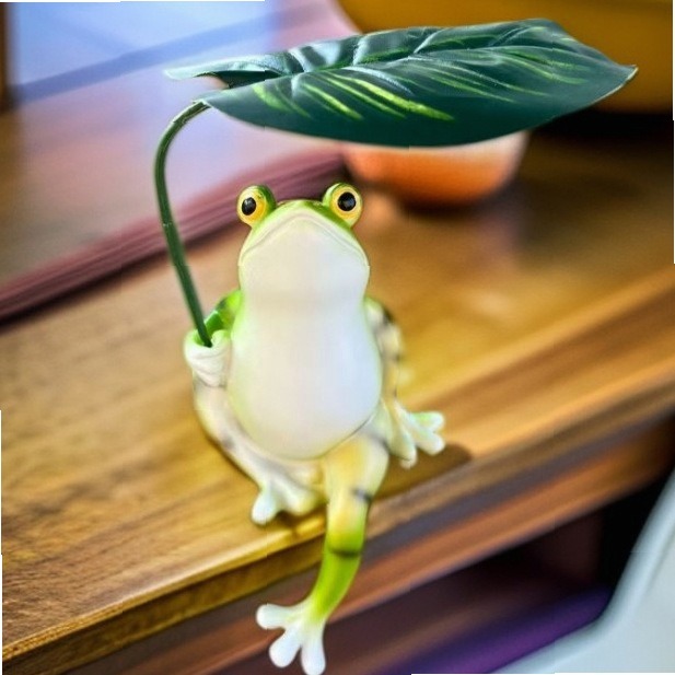 Aquarium Decor - Creative Umbrella Frog Garden Statue Resin