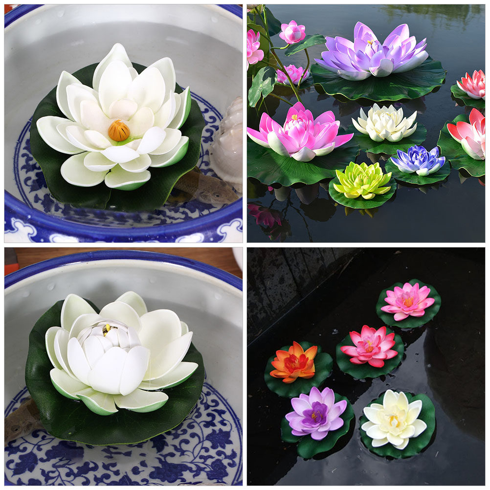 8Pcs Simulation Lotus Floating - Aquarium Plants ulasan dan harga