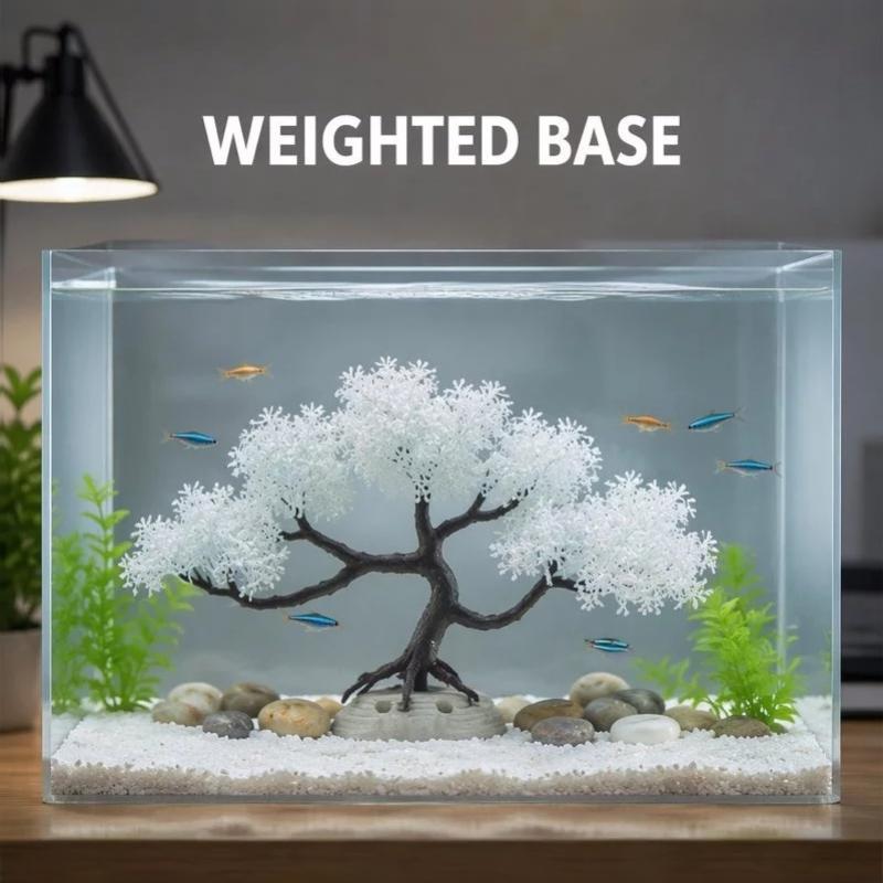 [Artificial White Bonsai Tree  - Aquarium Fish Betta ulasan dan harga
